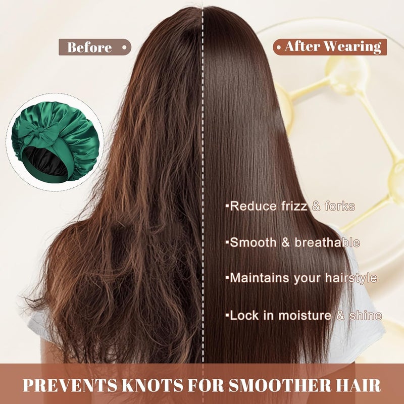 CHLINS Satin Bonnet Silk Bonnet for Sleeping Silk Sleep Cap Double Layer Hair Bonnet with Elastic Tie Band for Curly Hair Night Cap - Image 5